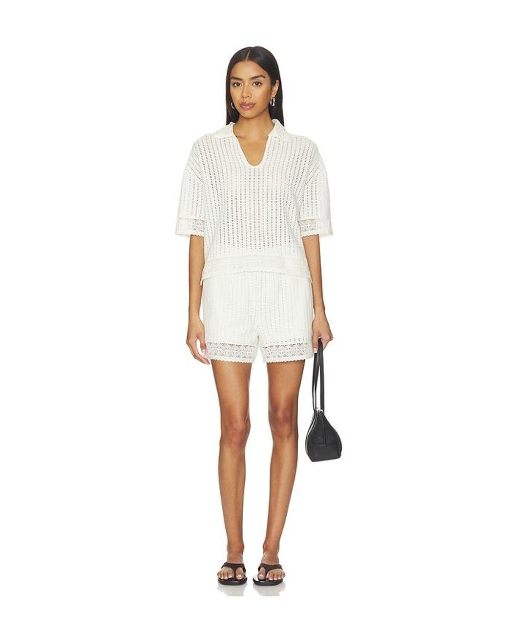 AllSaints White Elma Crochet Short