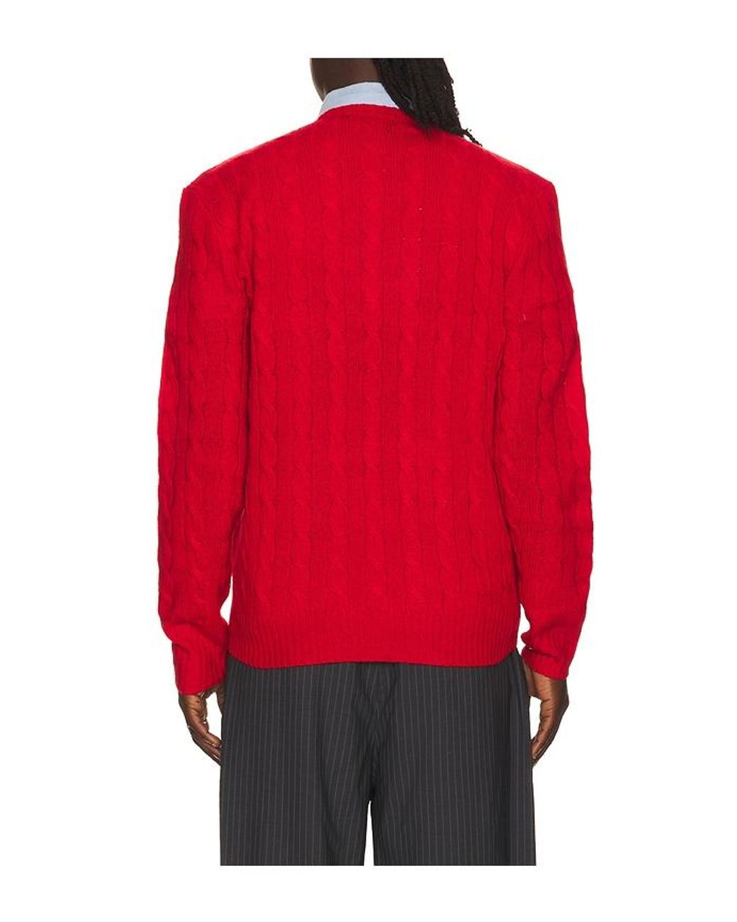 Polo Ralph Lauren Red Cable-Knit Wool-Cashmere Sweater for men