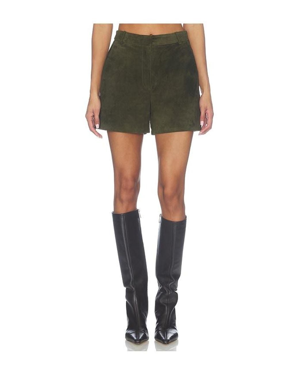 AEXAE Green Lamb Leather Suede Short