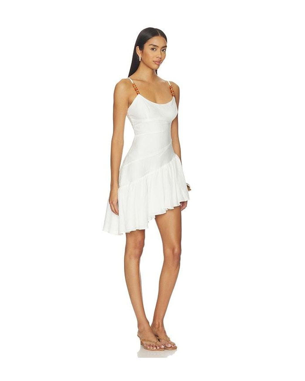 MORE TO COME White Mahika Asymmetrical Mini Dress