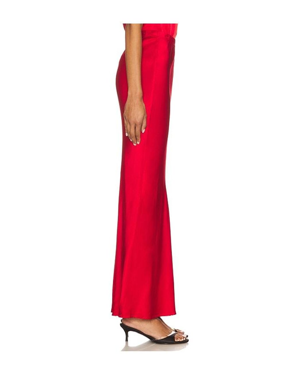 Bobi Red Midi Bias Cut Skirt
