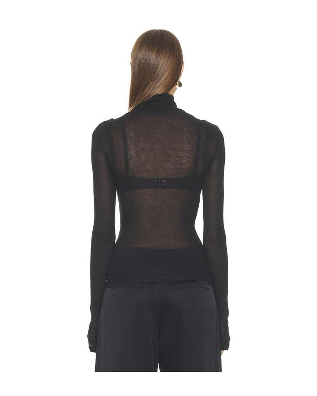Helmut Lang Black Layer Long Sleeve Neck Sheer