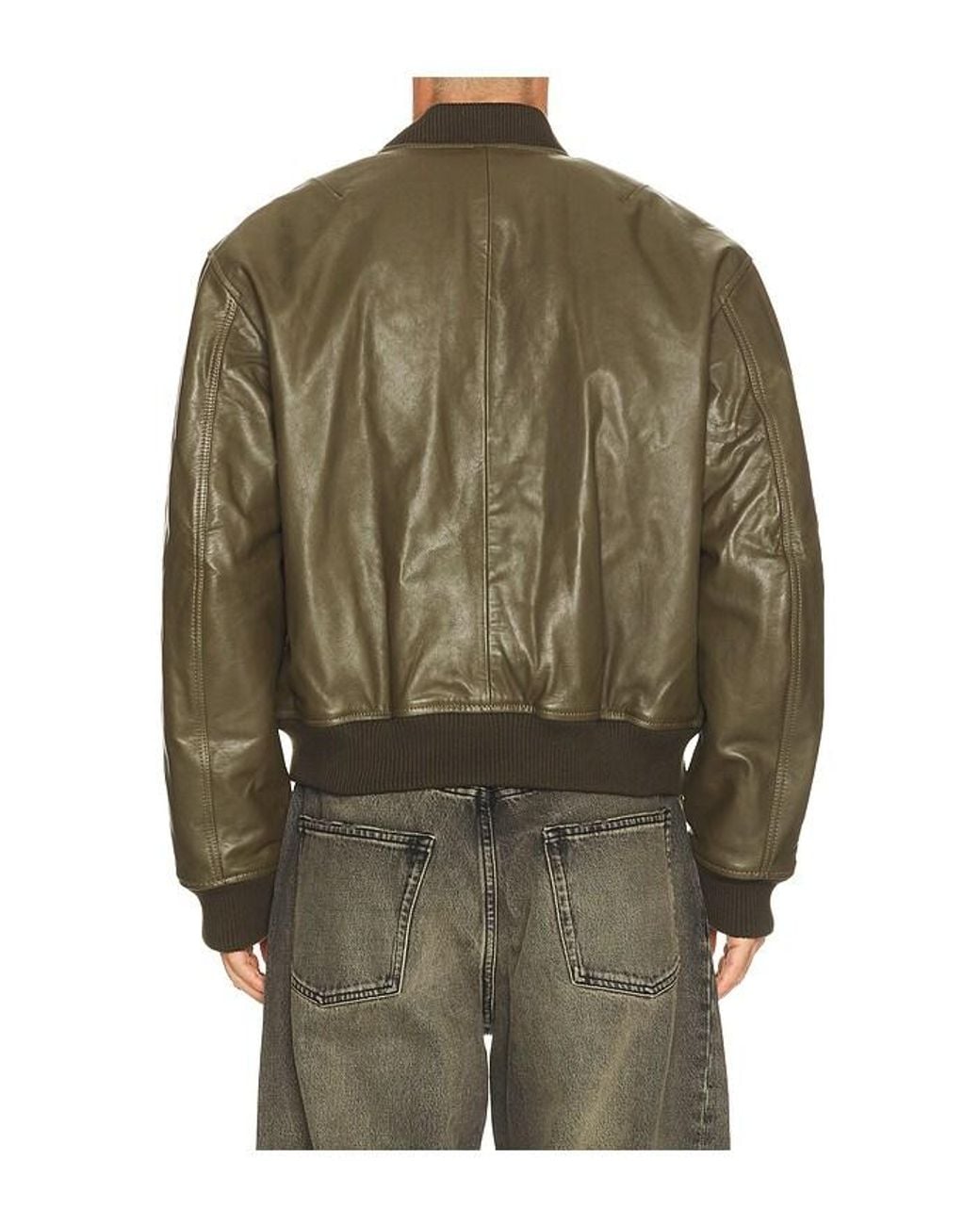 sunflower Green Leather Flight Jacket for men