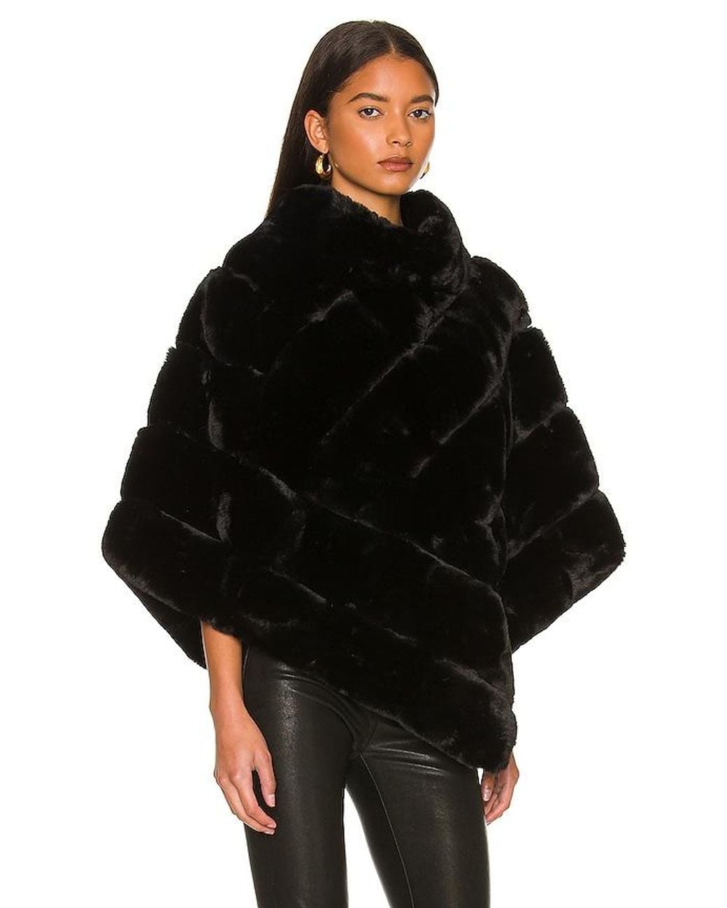 Adrienne Landau Black Faux Fur Wrap