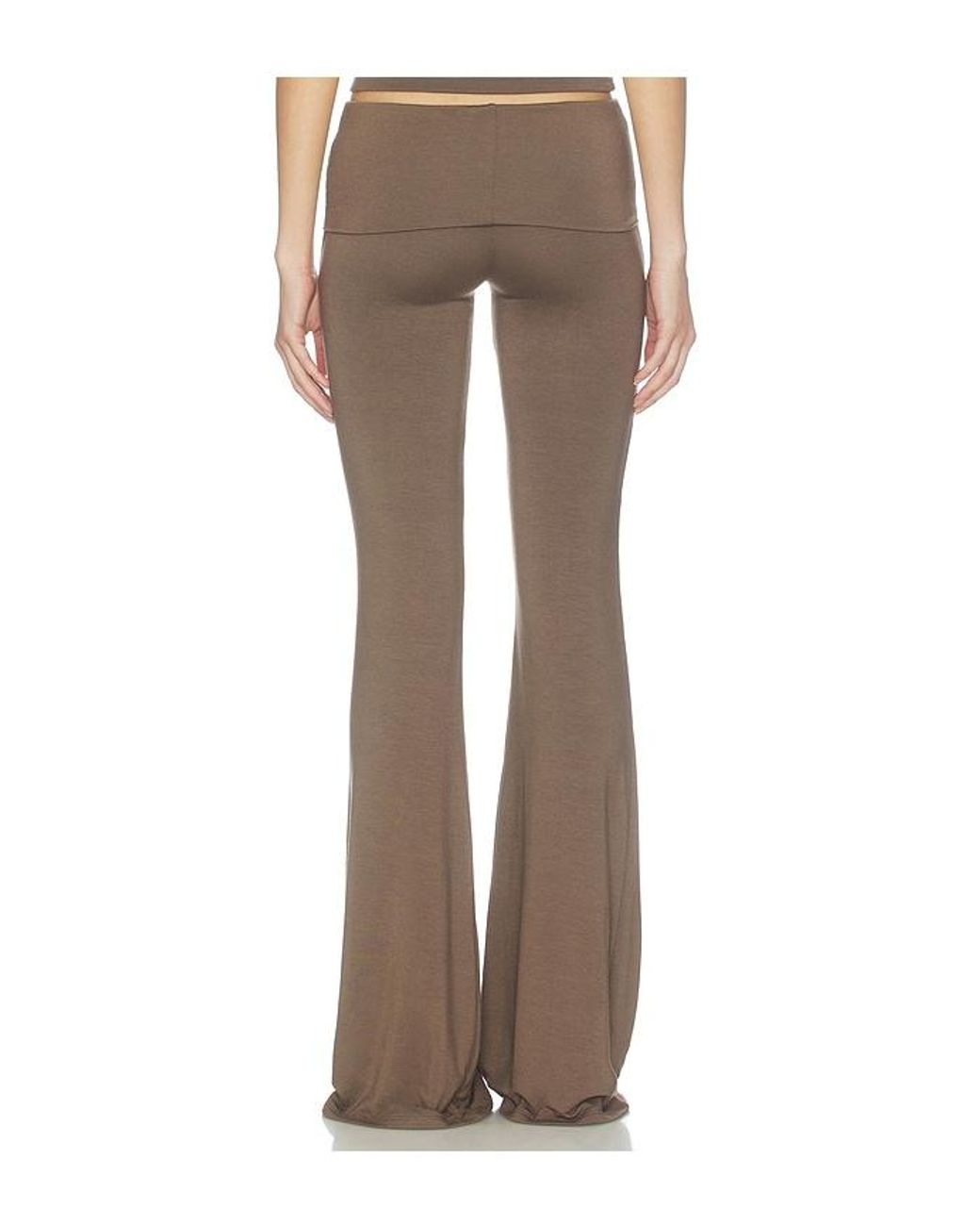 ÉTERNE Brown Soft Jersey Foldover Flare Pant