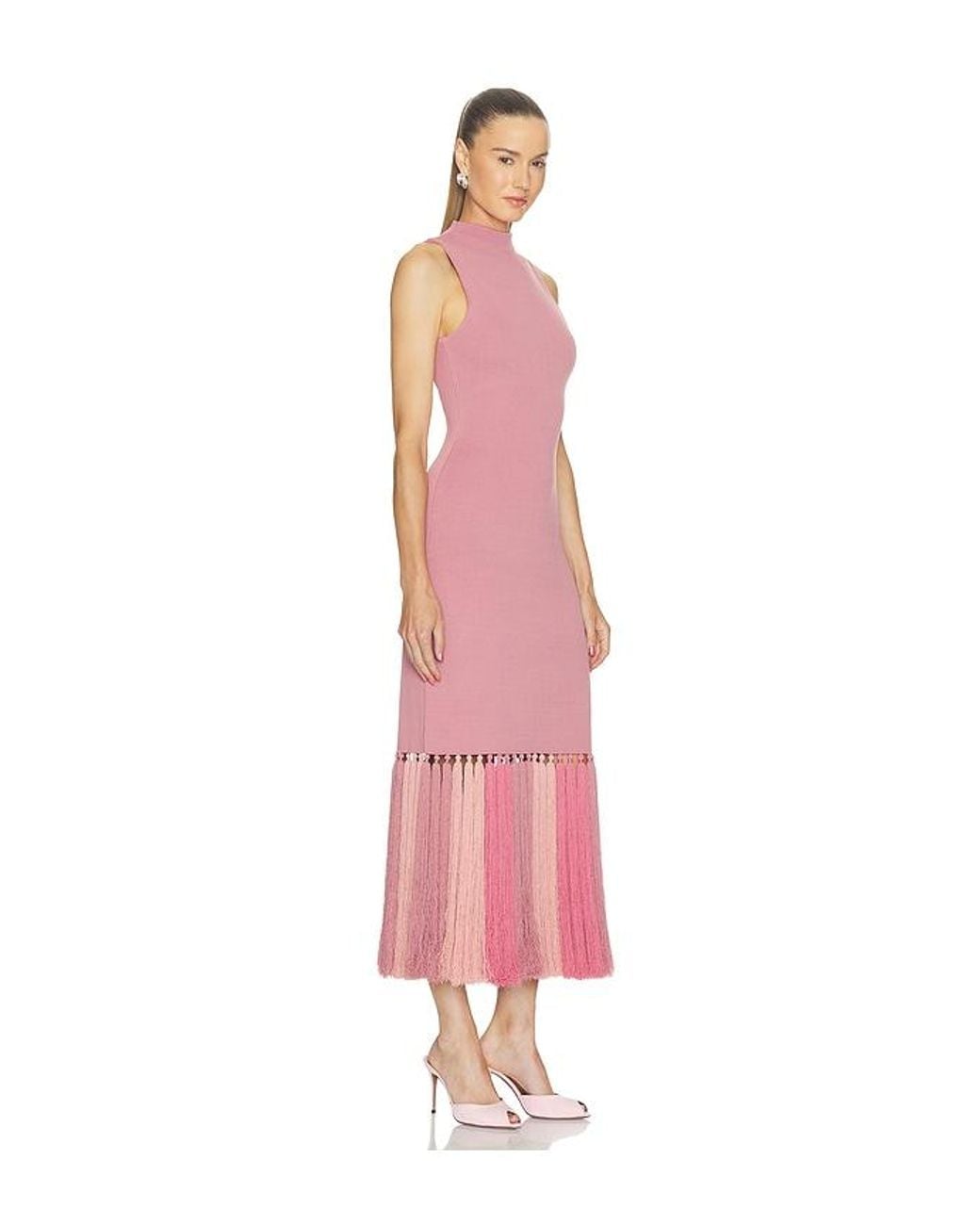 Aje. Pink Midikleid, Pompon-Detail Sofyr