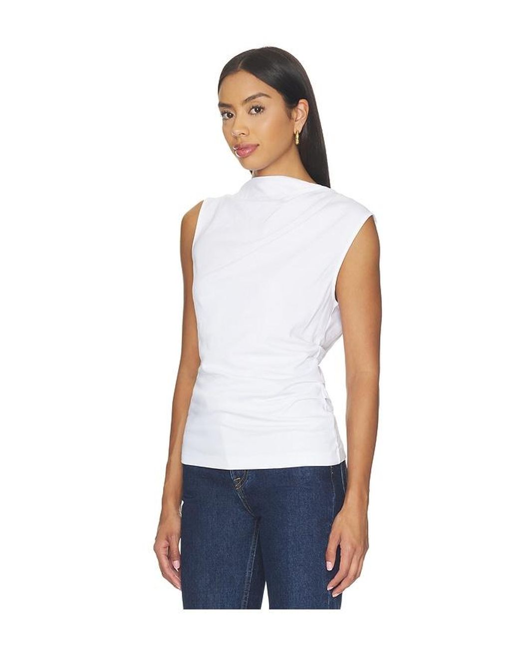 Vince Blue Sleeveless Draped Top