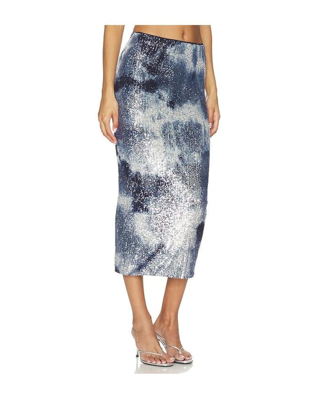 Le Superbe Blue Shibori Shine Liza Skirt