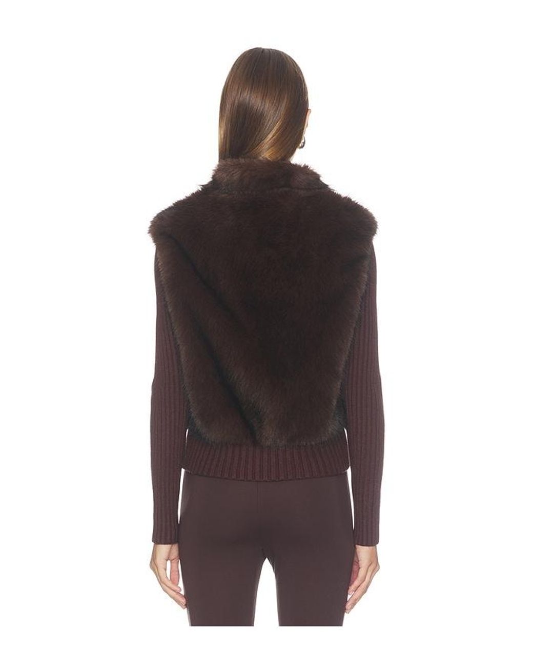 Source Unknown Brown Meti Eco Fur Zip Cardigan