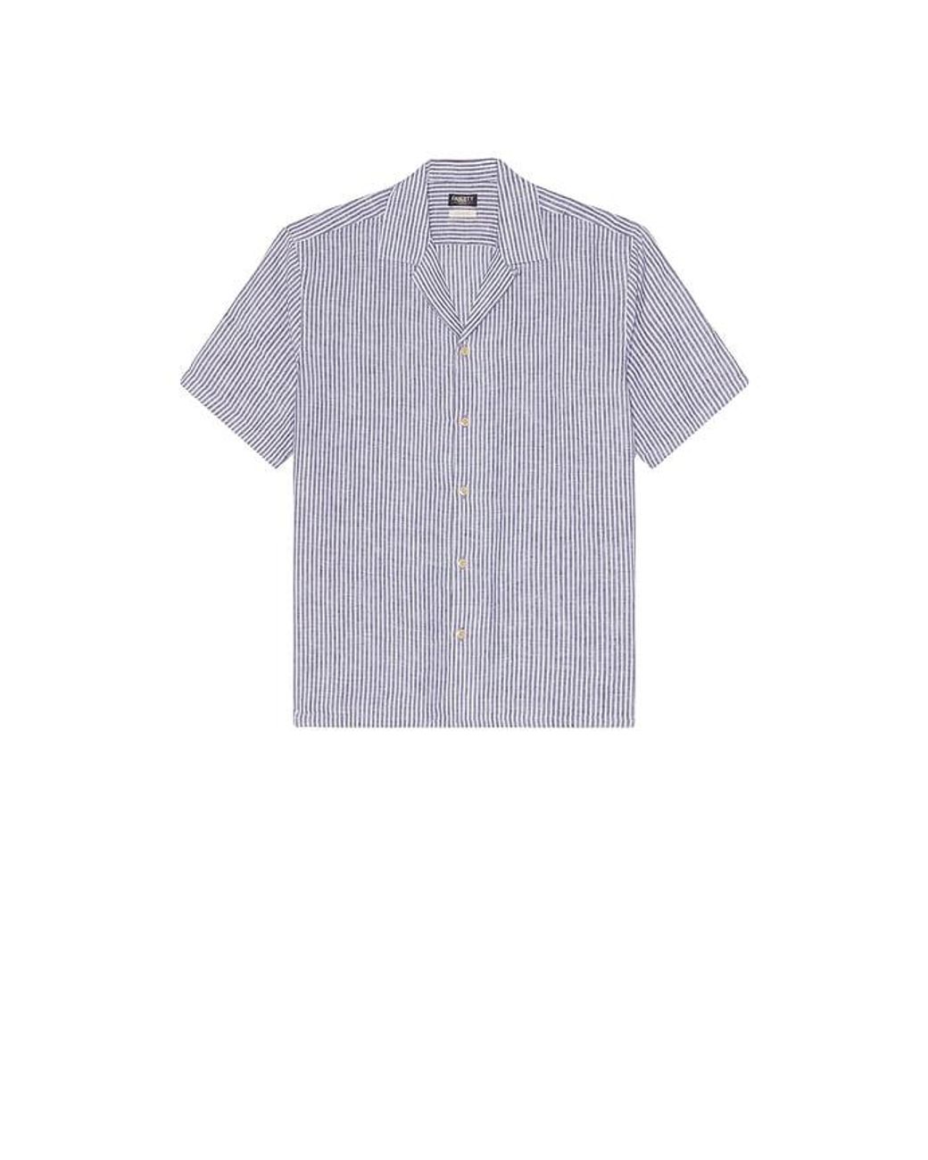 Faherty Brand Blue Short Sleeve Laguna Linen Camp Shirt for men