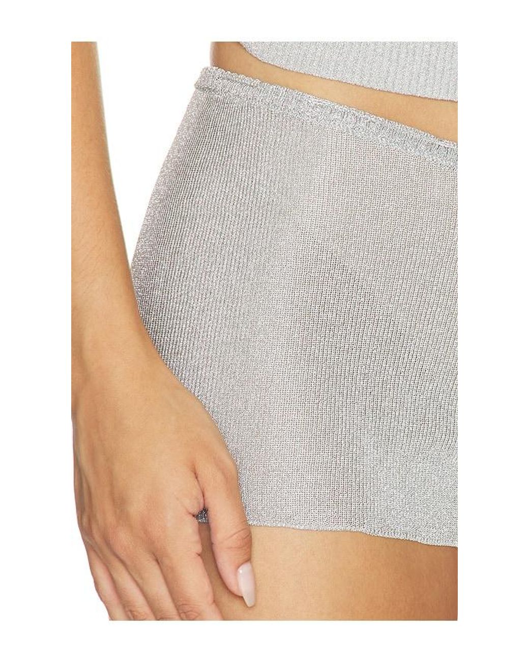 GUIZIO White Relaxed Metallic Short
