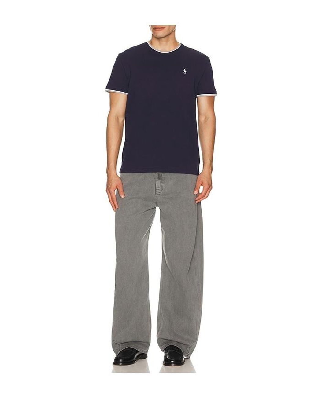 Polo Ralph Lauren Blue Short Sleeve Stretch Mesh Crewneck Tee With Tipping Collar for men