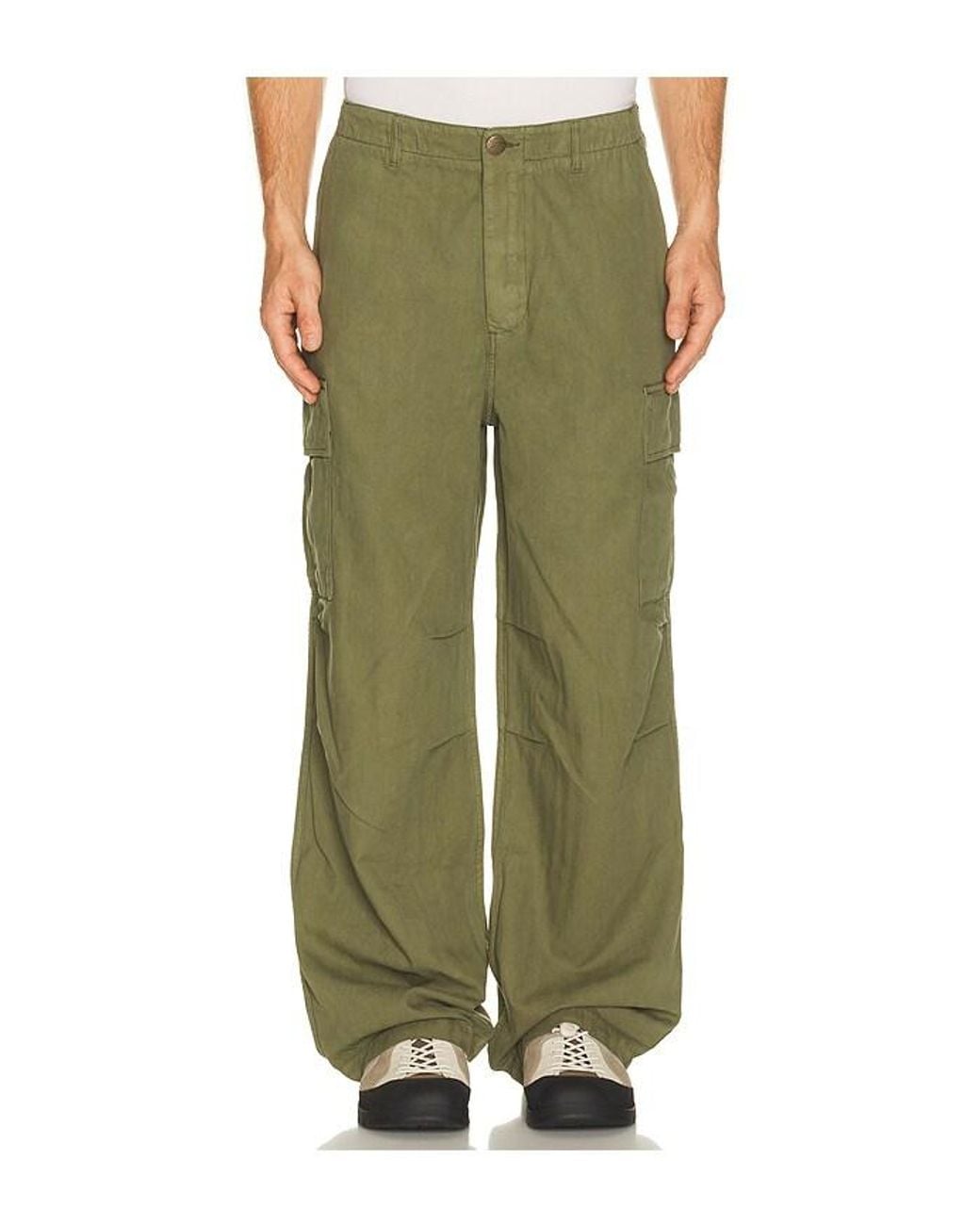 Palmes Green Herringbone Cargo Trousers for men