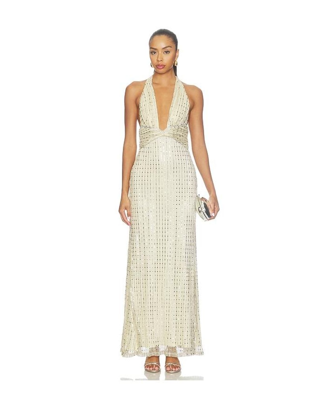 Runaway the Label White Annette Plunge V-Neck Maxi Dress