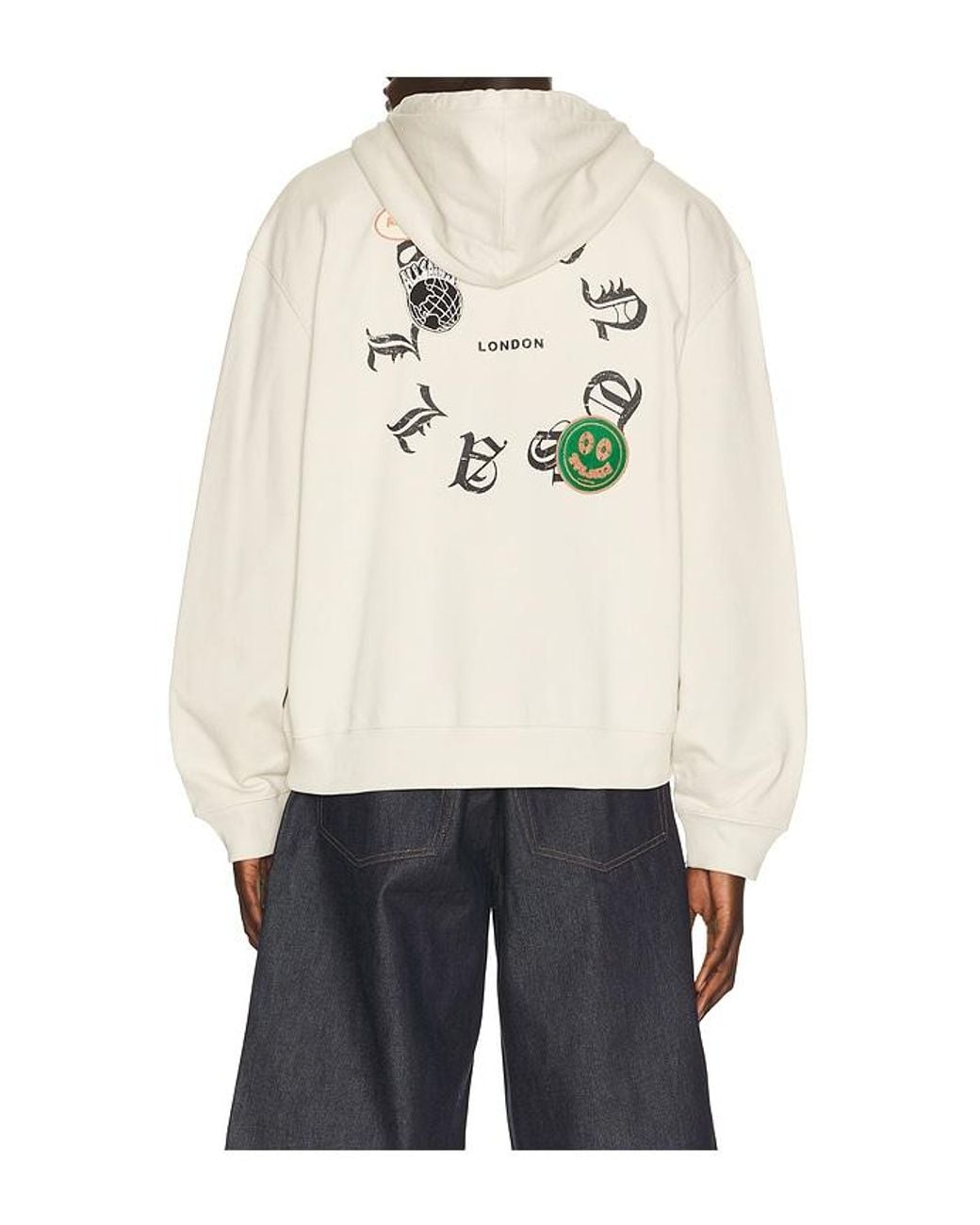 AllSaints White Patcher Zip Through Hoodie for men