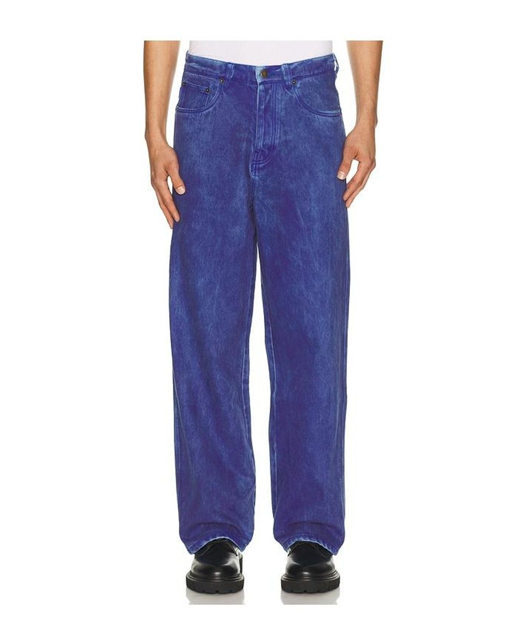 Pleasures Blue Spray Formula Baggy Jeans for men