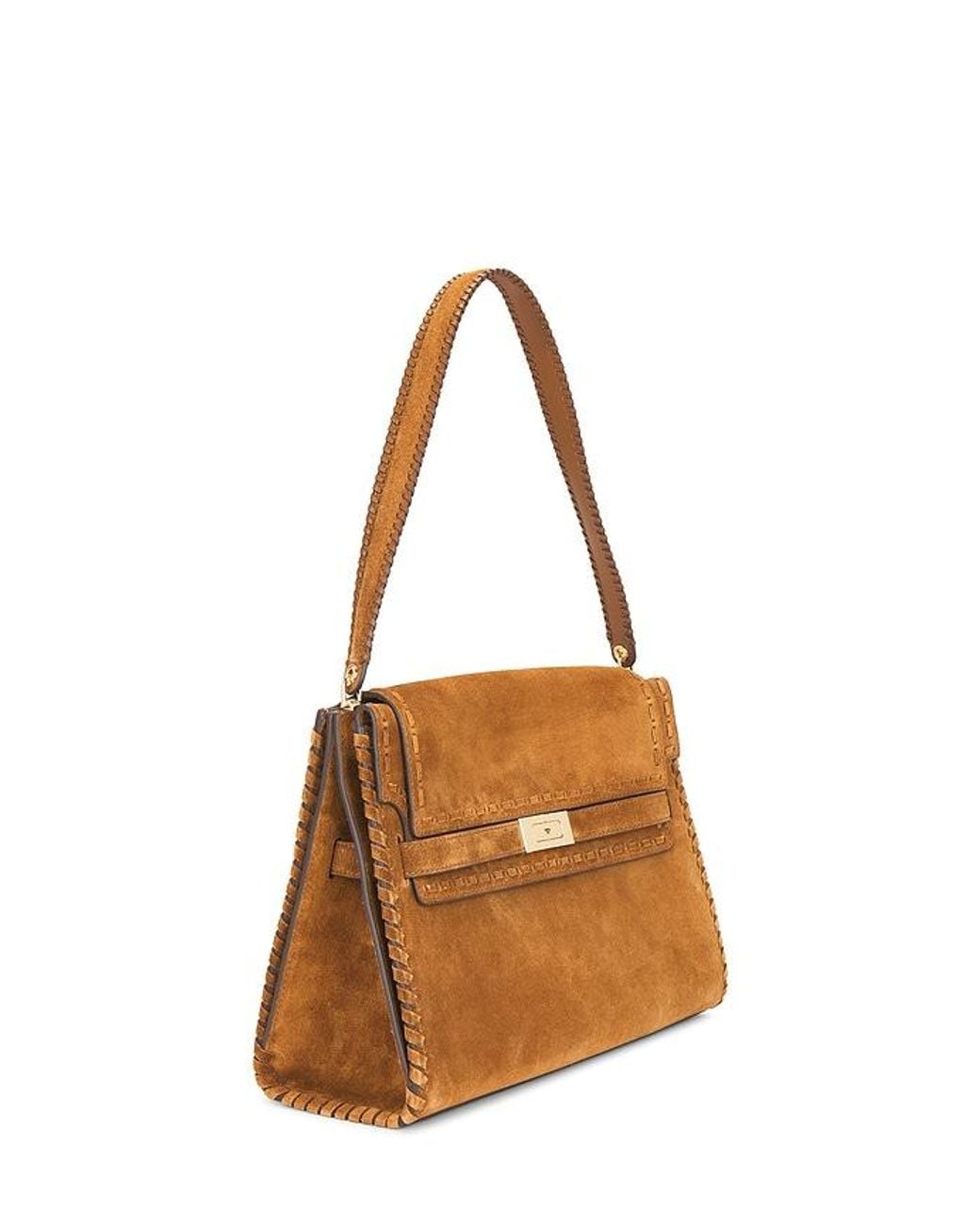 Tory Burch Brown Lee Radziwill Suede Large Shoulder Bag