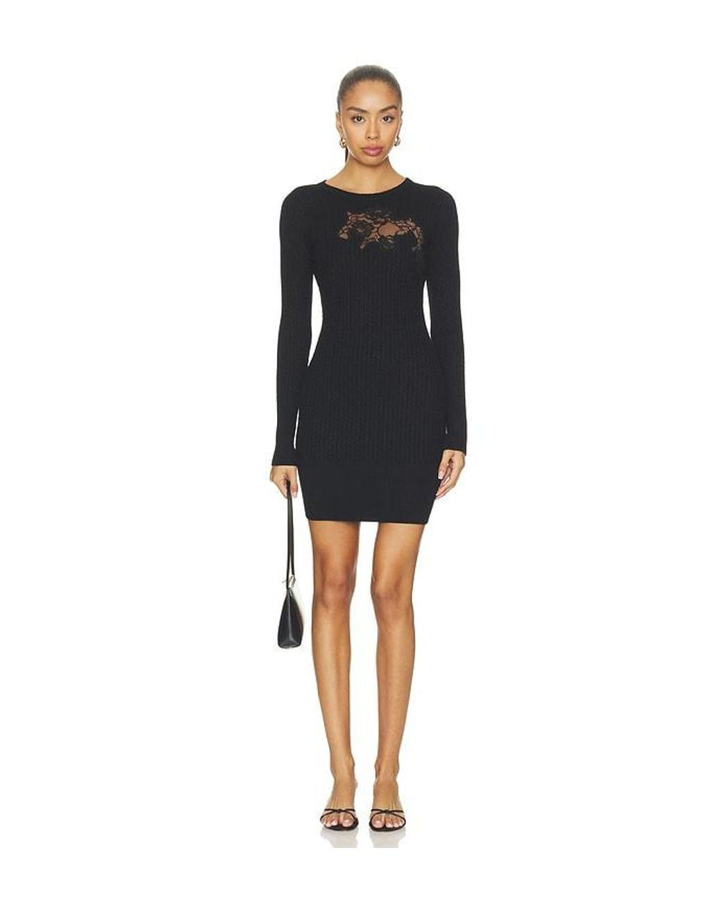 Fleur du Mal Black Lace Guipure Knit Dress