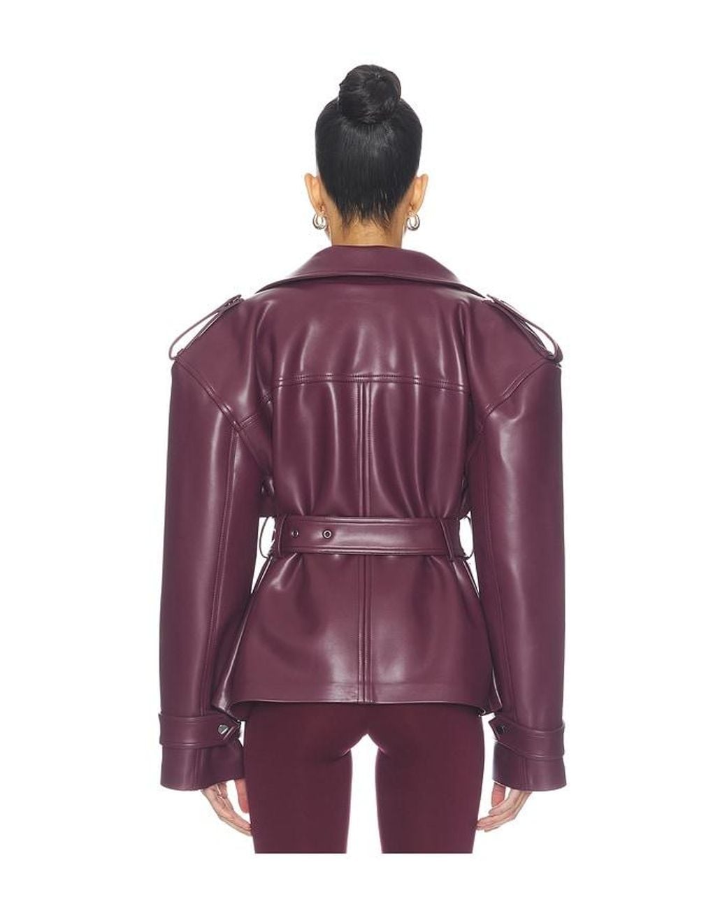 Naked Wardrobe Purple Faux Leather Belted Trench