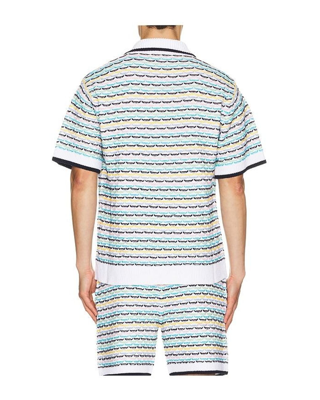 Casablanca White Tuck Stitch Short Sleeve Shirt for men