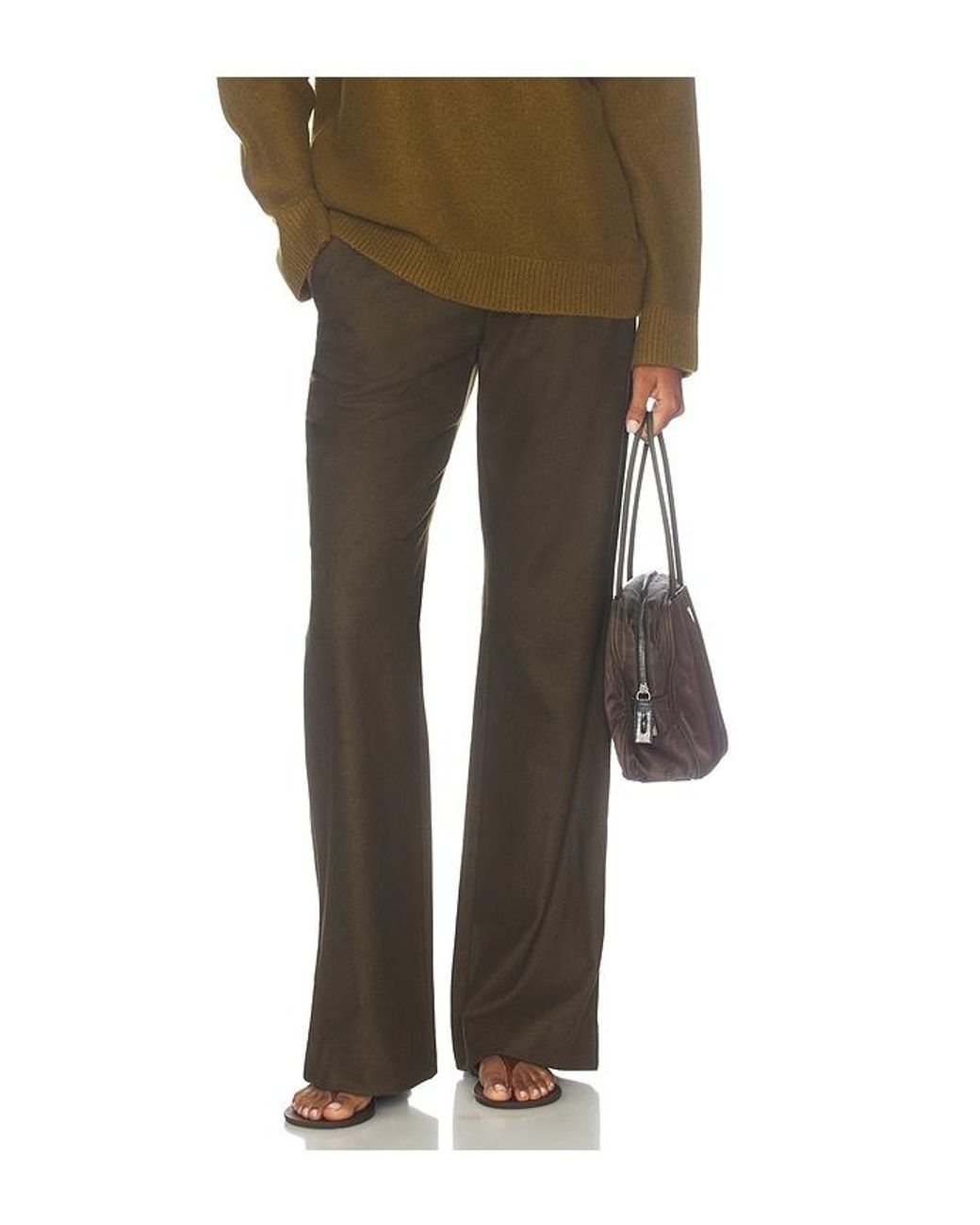 Vince Green Simone Mid Rise Soft Flannel Flare Pant
