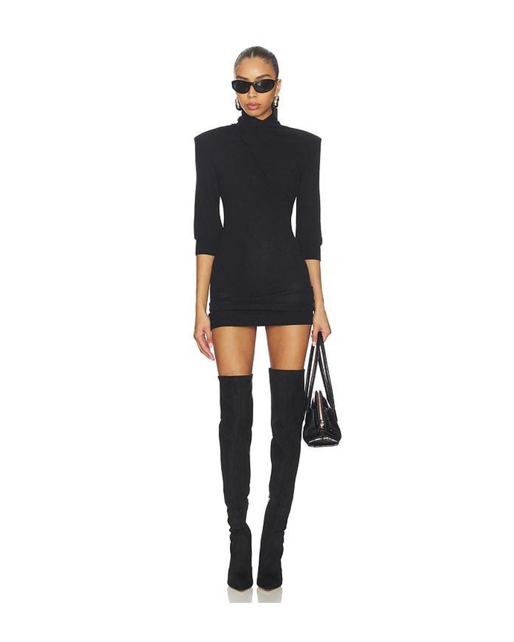 The Attico Black Light Wool Mini Dress
