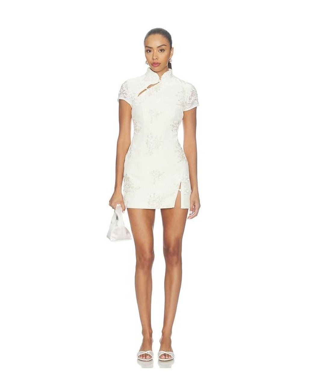 Kim Shui White Haylee Qipao Mini Dress