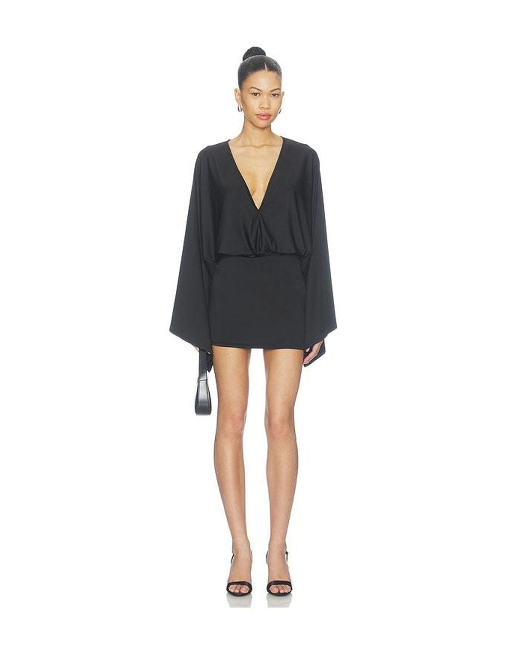 superdown Black X Hannah Lizzy Leah Deep V Dress