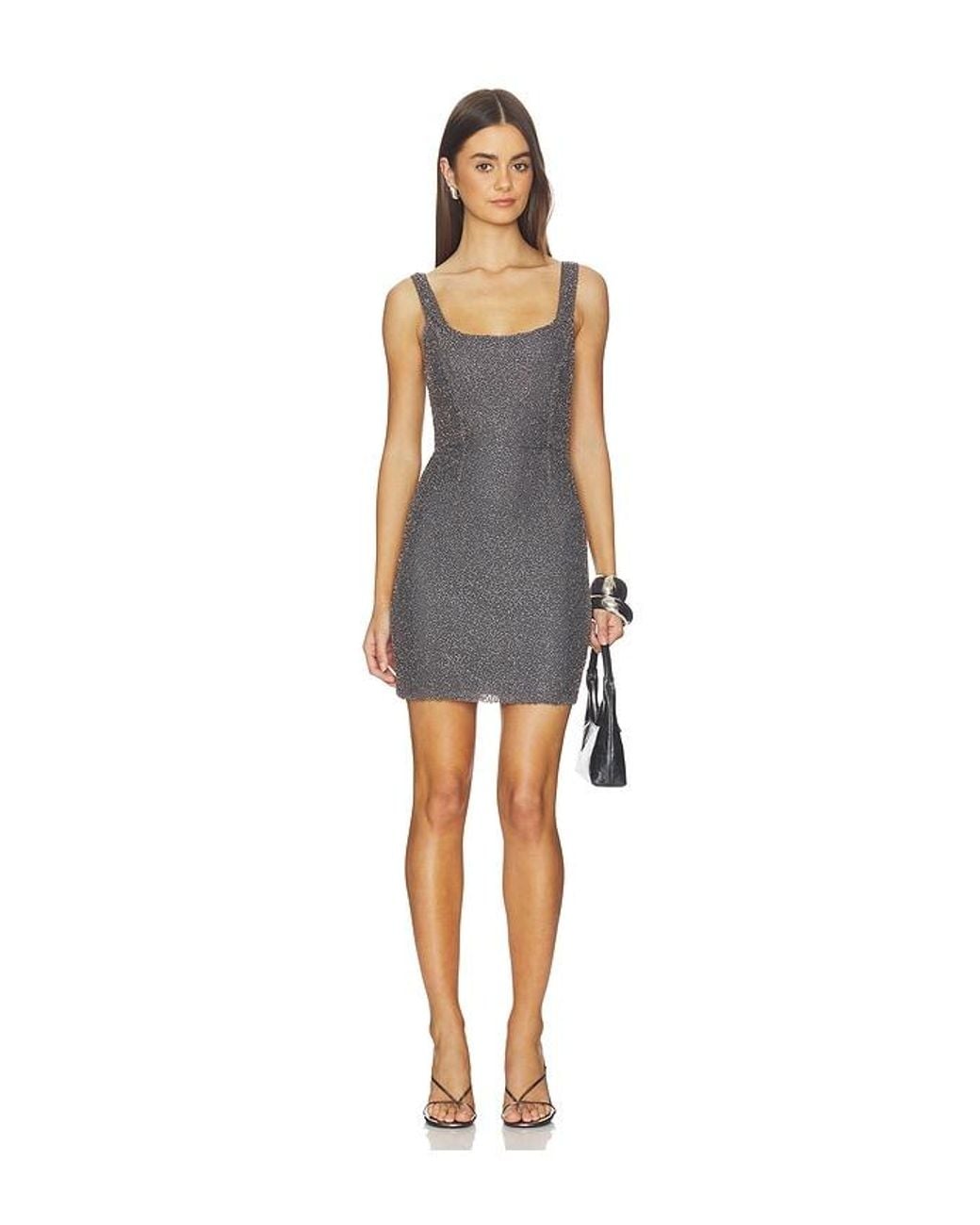 L'Agence Blue Inori Beaded Mini Dress