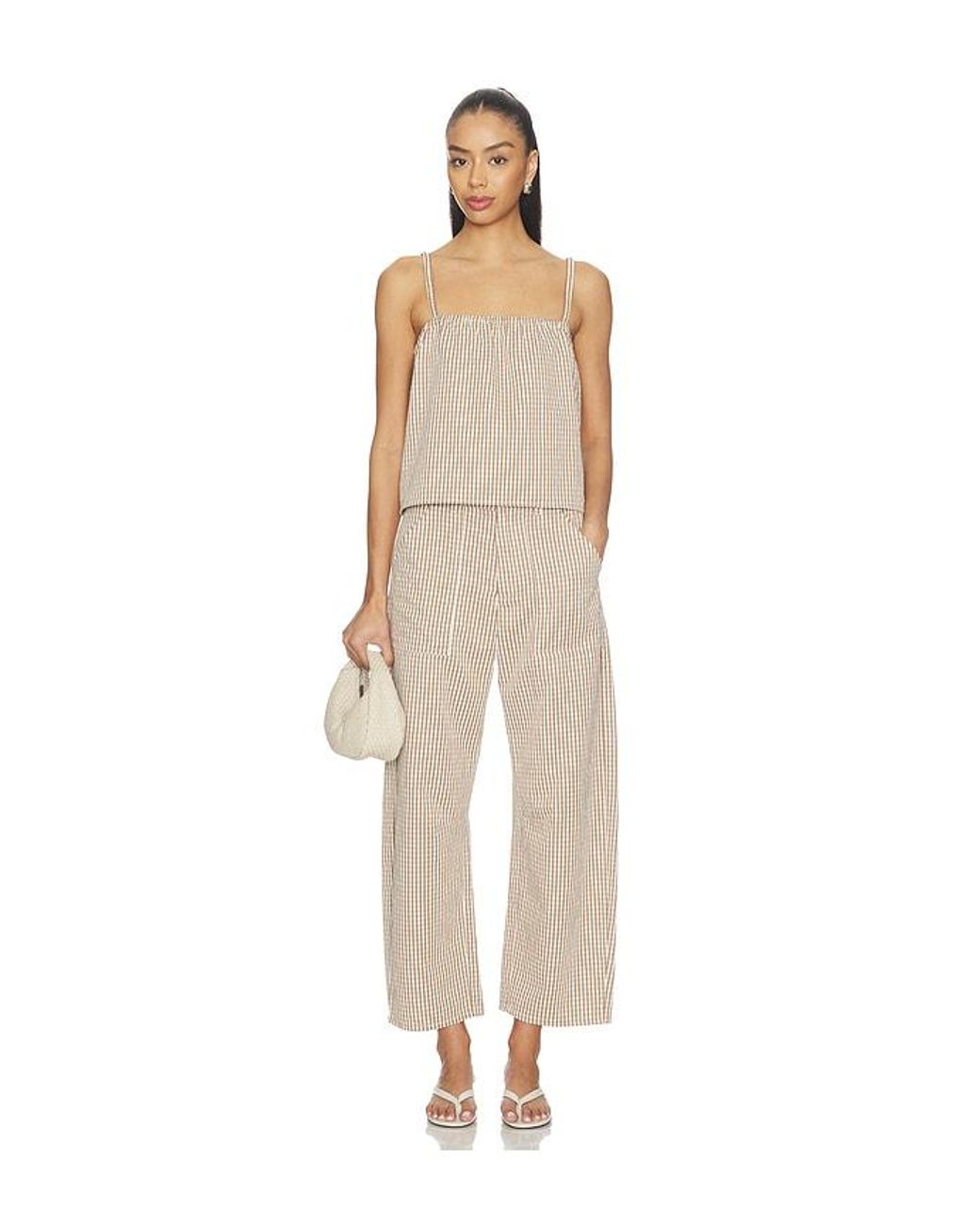 LNA Natural Brandy Check Top