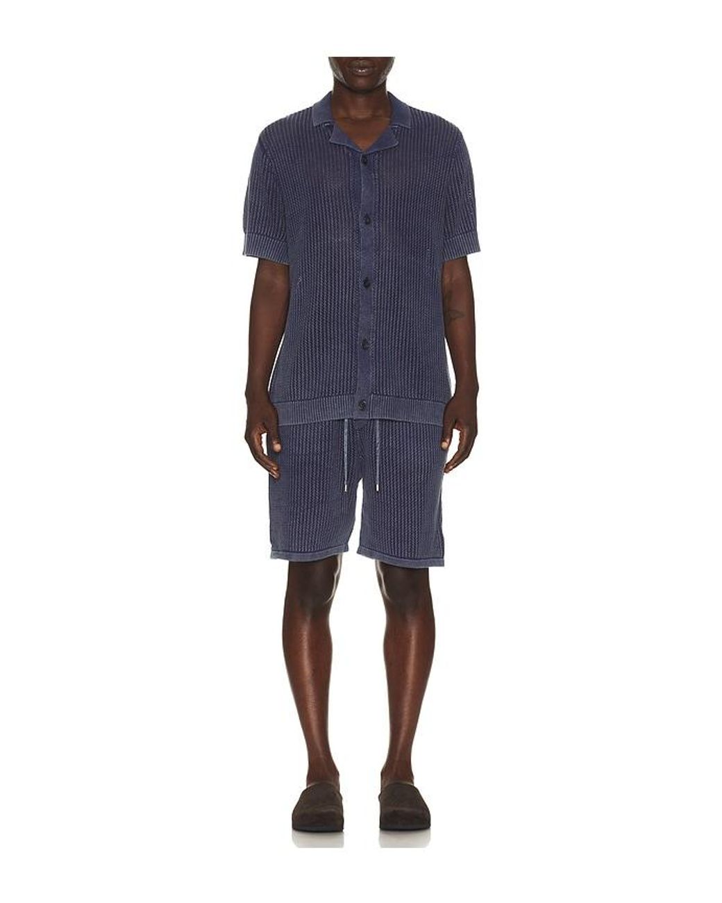 Central Park West Blue Henry Snow Wash Short for men
