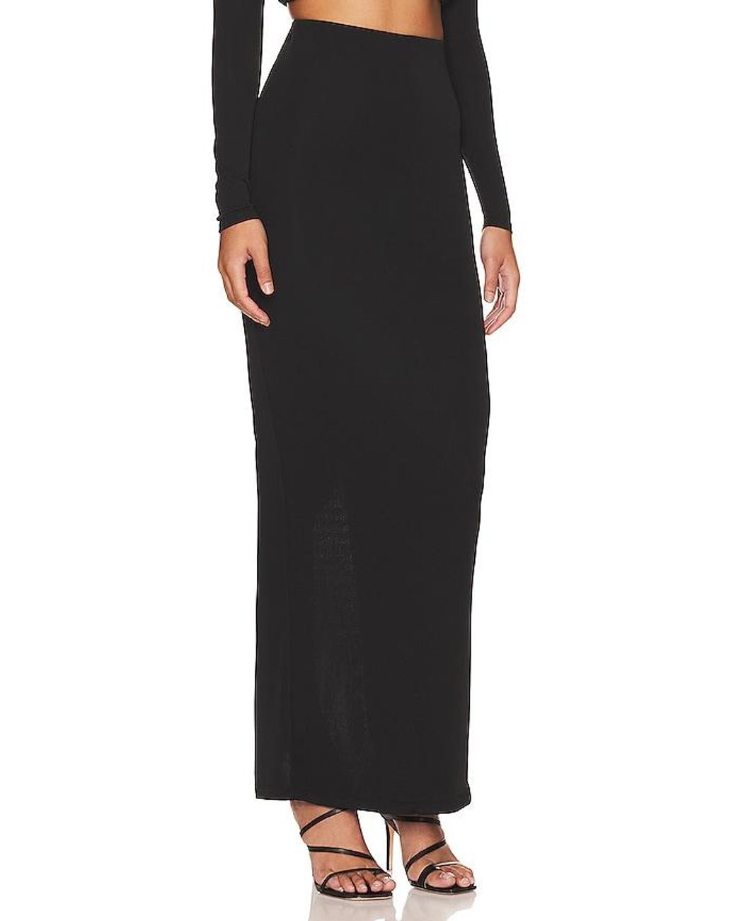 LPA Black Cedella Column Maxi Skirt