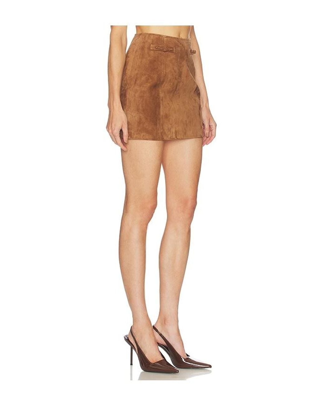 SAU LEE Brown Tilda Seude Skirt
