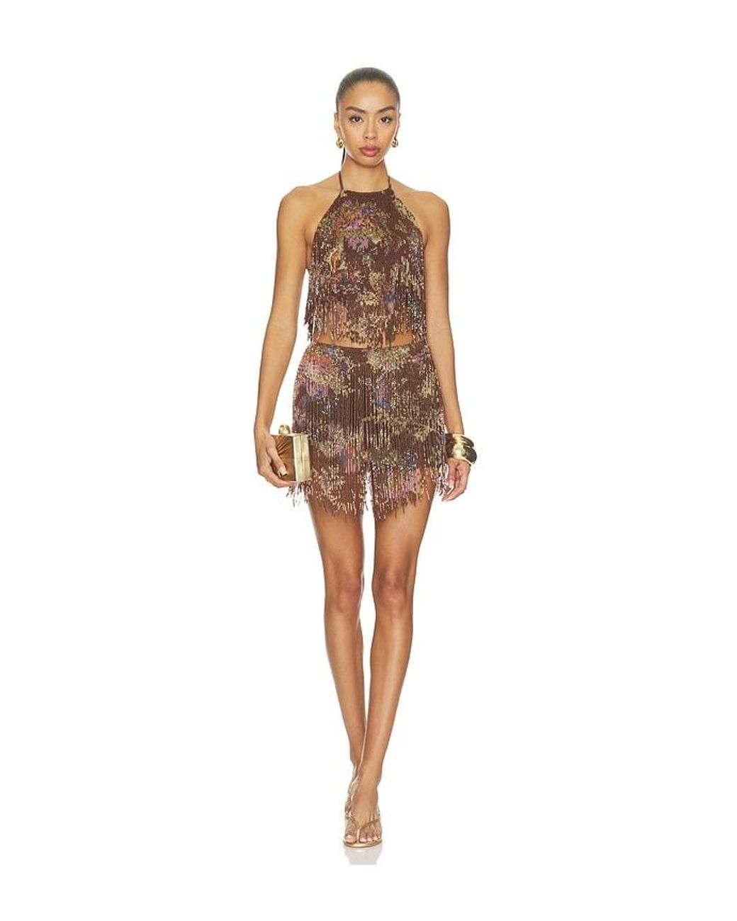 PATBO Brown Boho Print Top