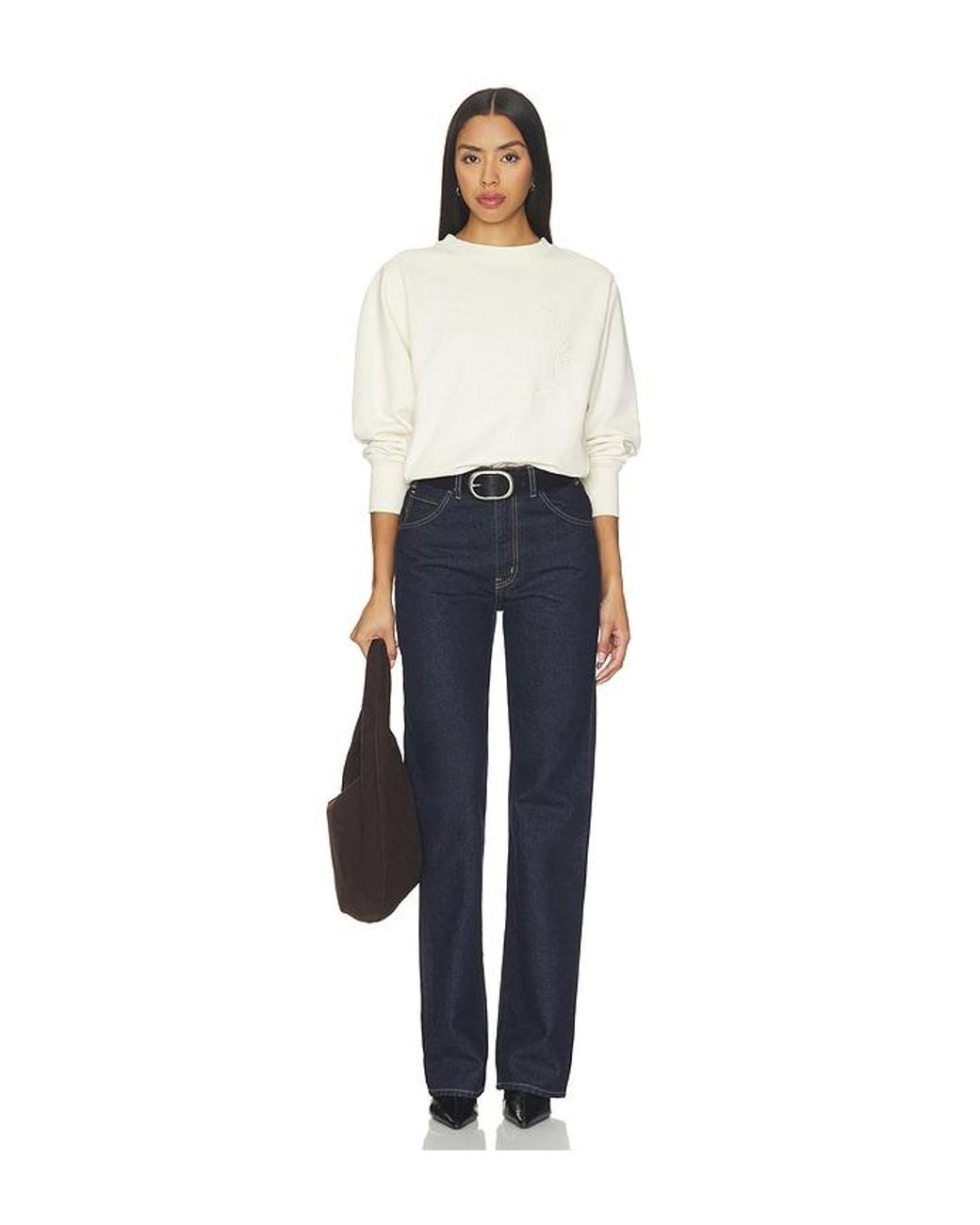 Anine Bing White Harry Shrunken Signet Sweatshirt