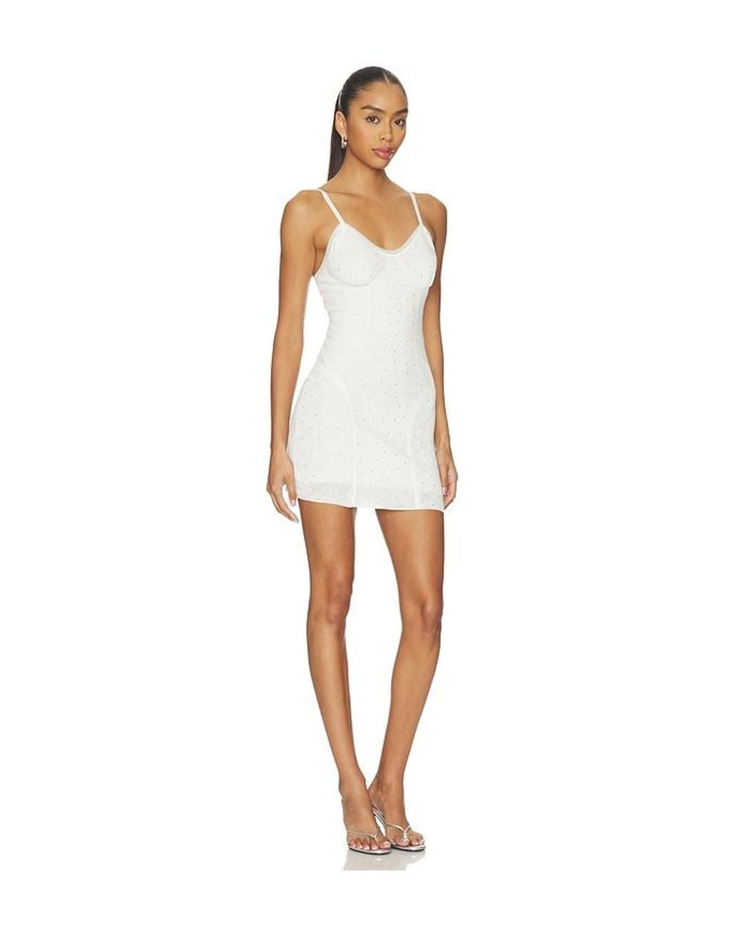 Area White Girly Rib Knit Mini Dress