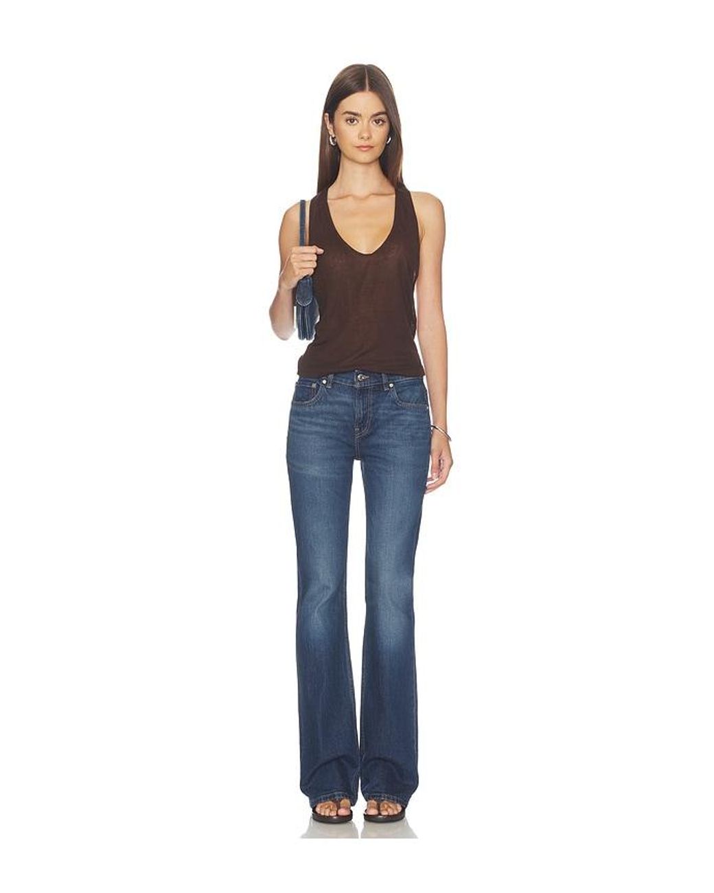 EB DENIM Blue Valley Sheer Racer Tank