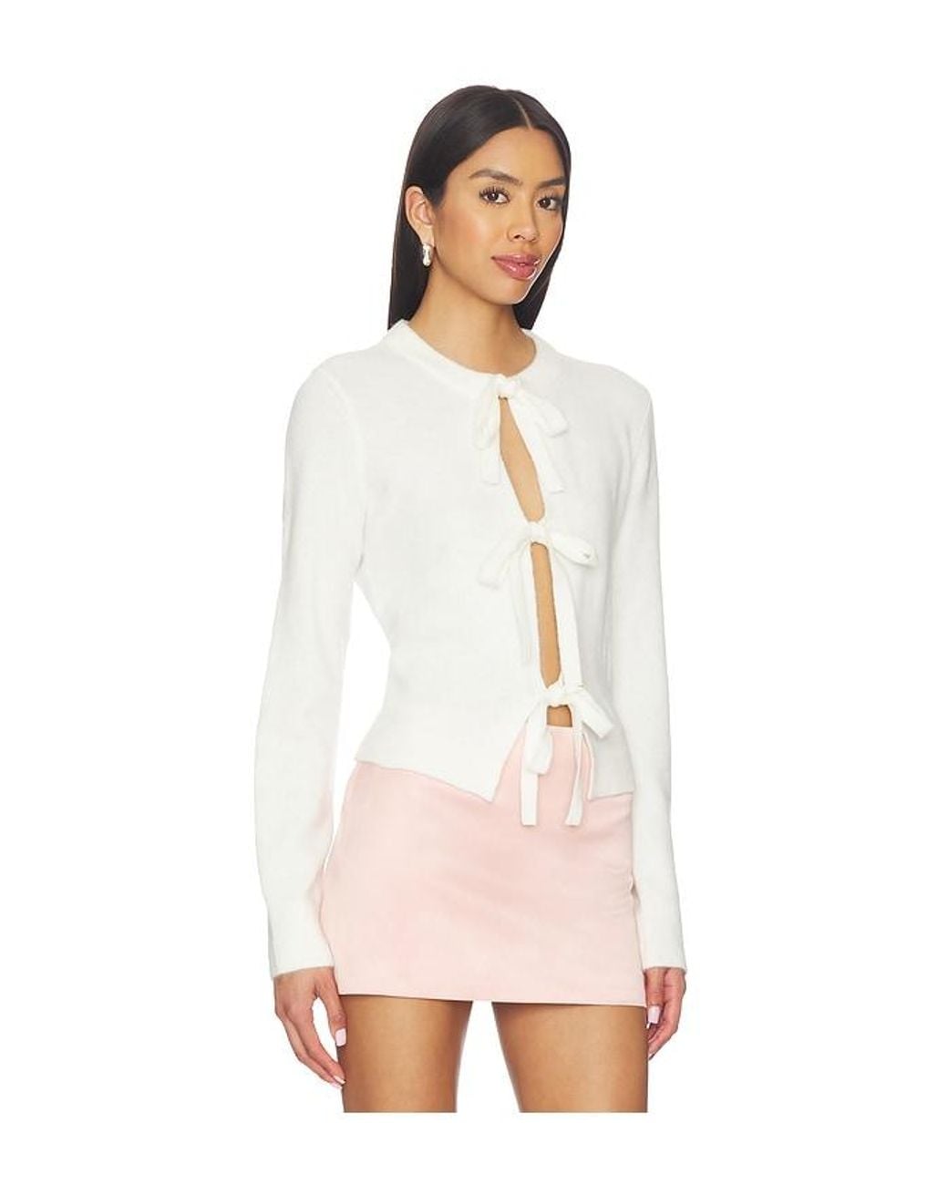 MAJORELLE White Neera Bow Tie Cardigan
