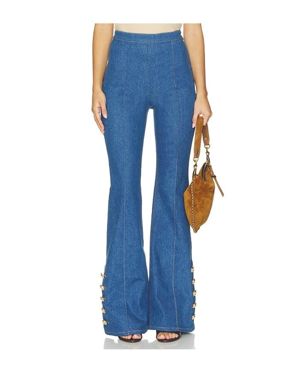 Nadine Merabi Blue Charlotte Vintage Wash Denim Trousers