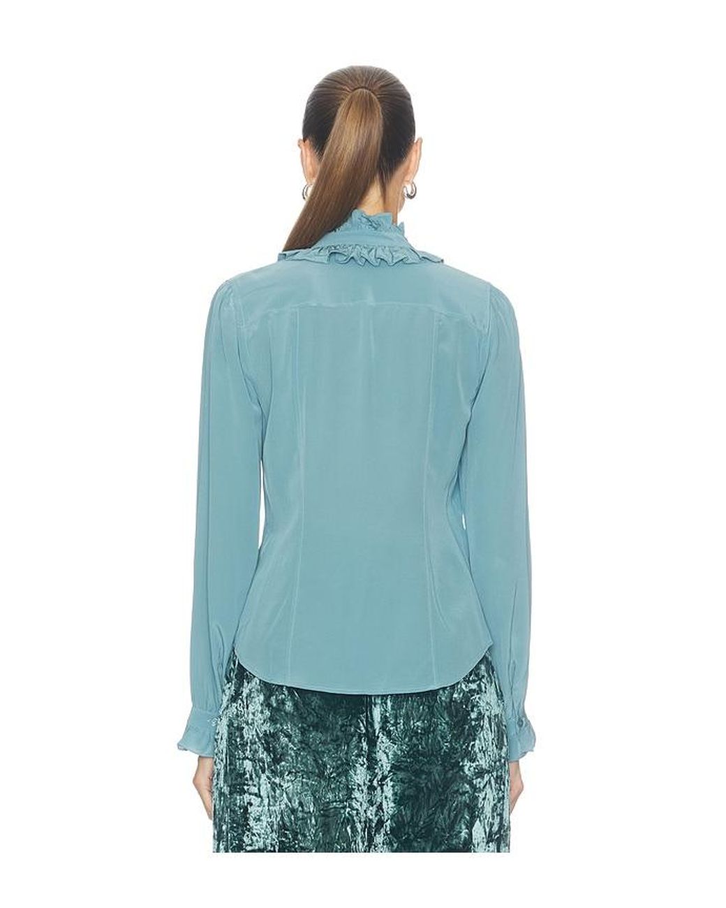 Ulla Johnson Blue Catroux Longsleeve Silk Blouse