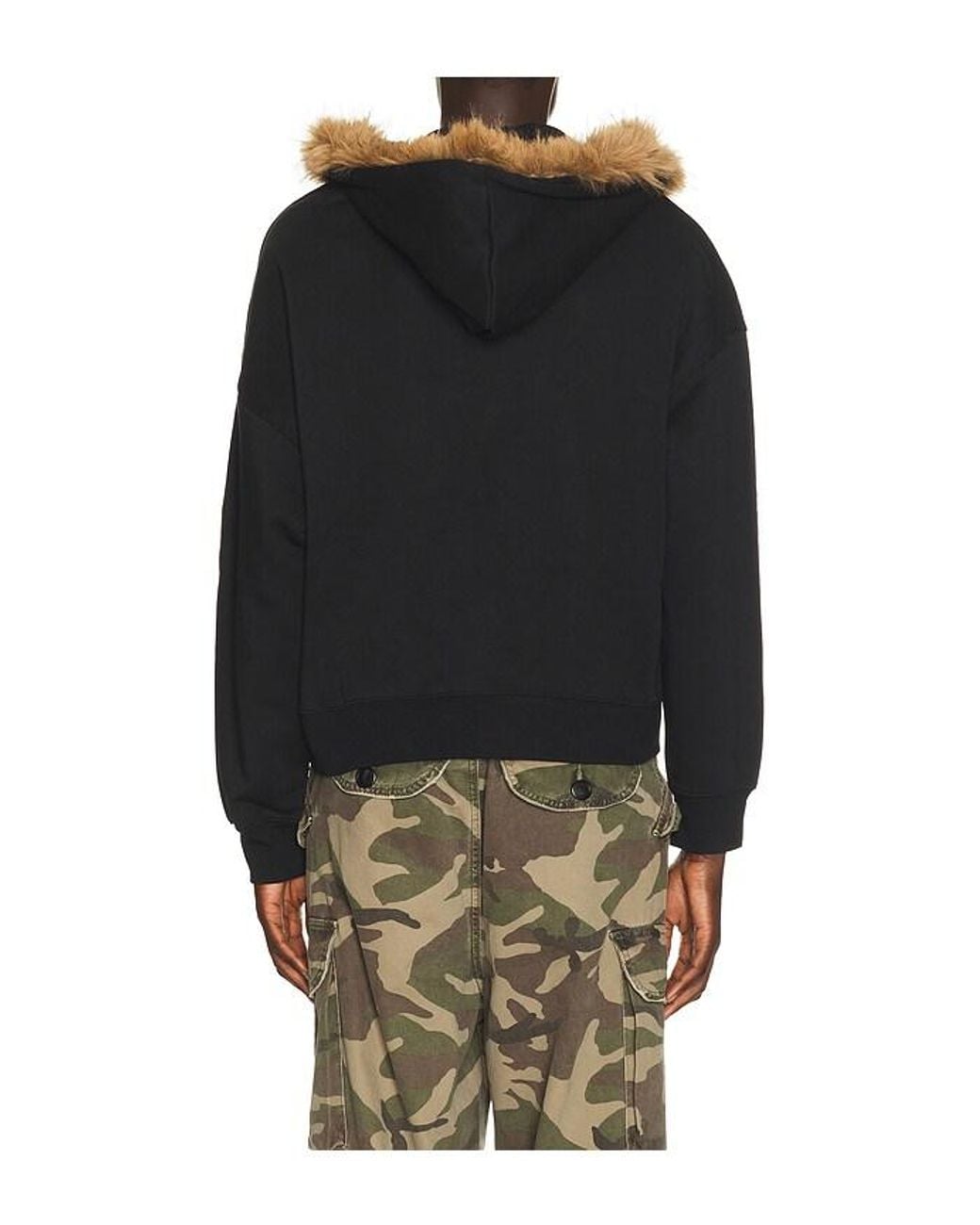 JUNGLES Blue Fur Trim Hoodie for men