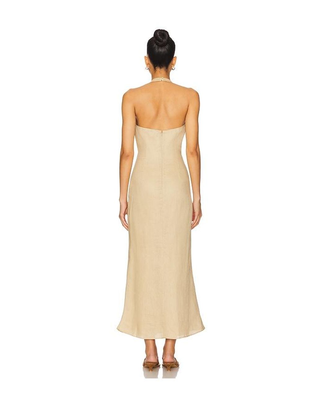 Bardot Natural X Revolve Paola Halter Linen Midi Dress
