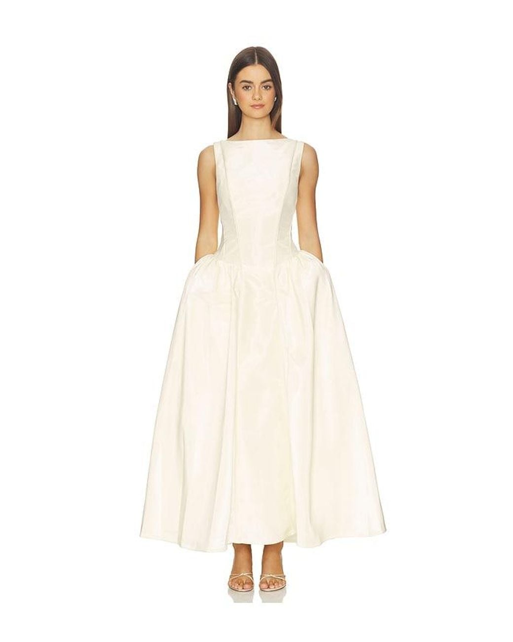 Kate Barton White Clarissa Liquid Midi Dress