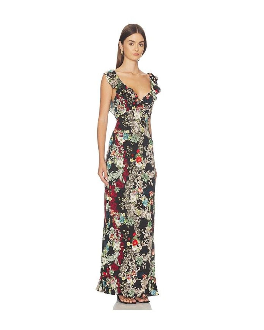 Alice + Olivia White Gemma Ruffle Maxi Dress