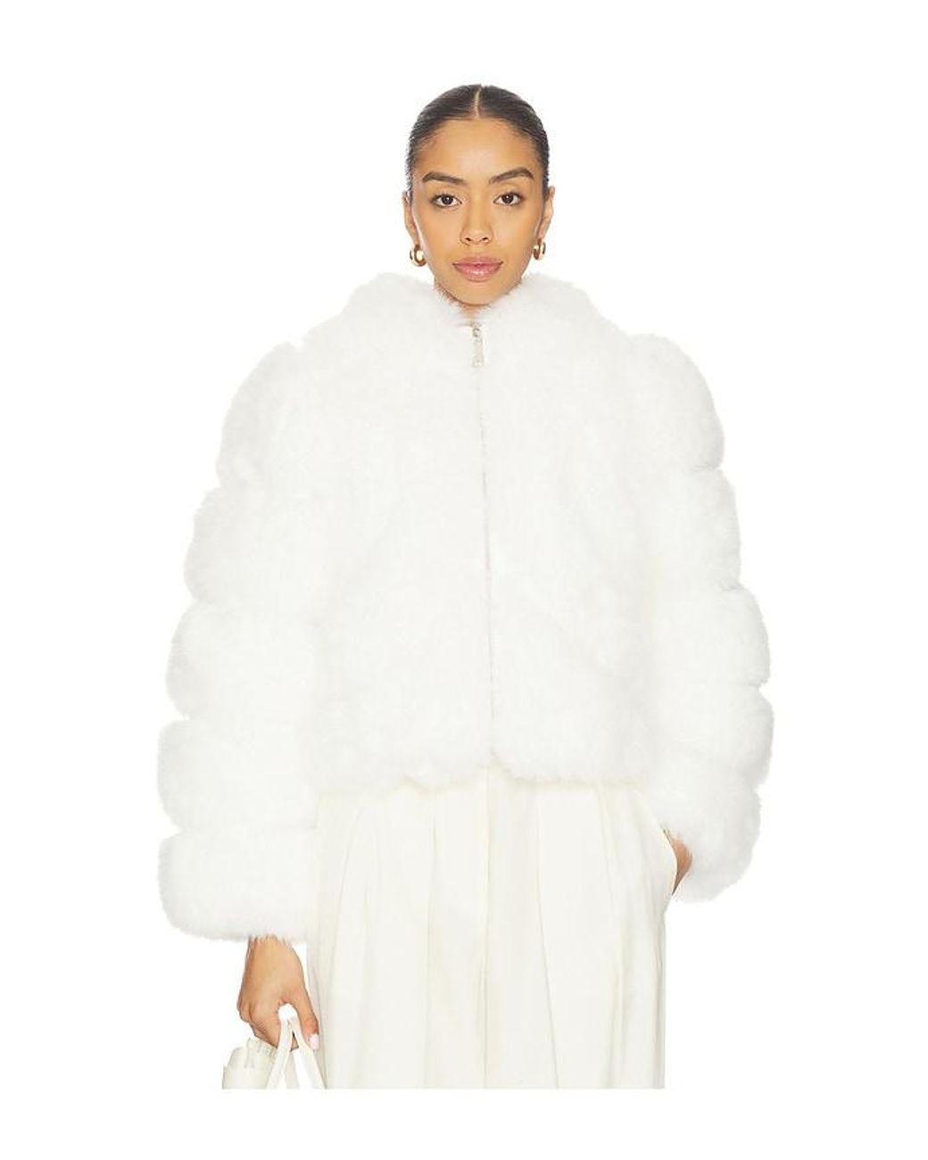 Adrienne Landau White Icon Fur Jacket