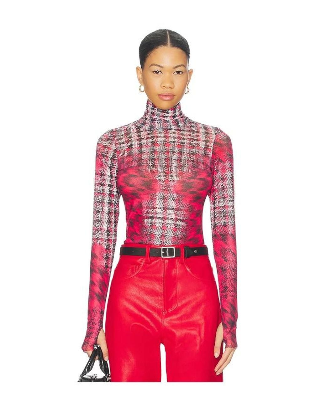 AFRM Red Zadie Long Sleeve Top