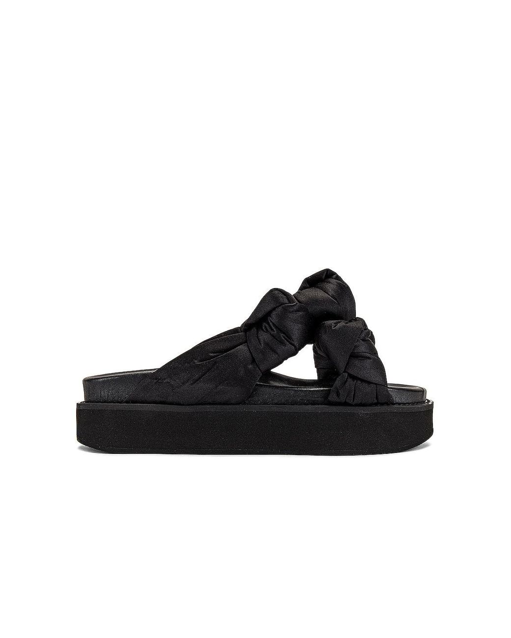 Ganni Leather Knotted Platform Sandal in Black - Lyst