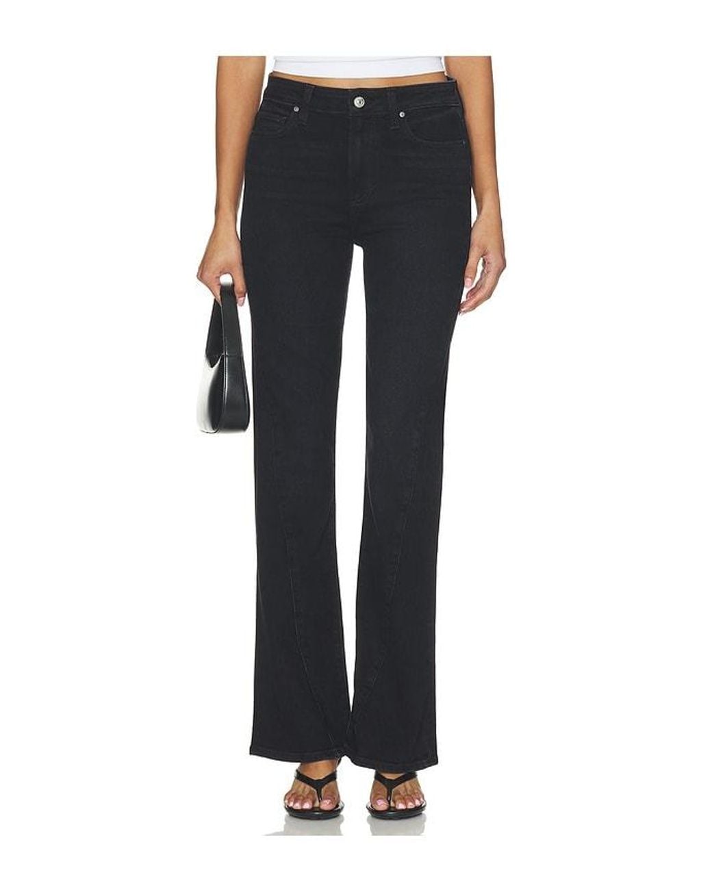PAIGE Black High Rise Laurel Canyon With Twisted Seam Bootcut Jeans