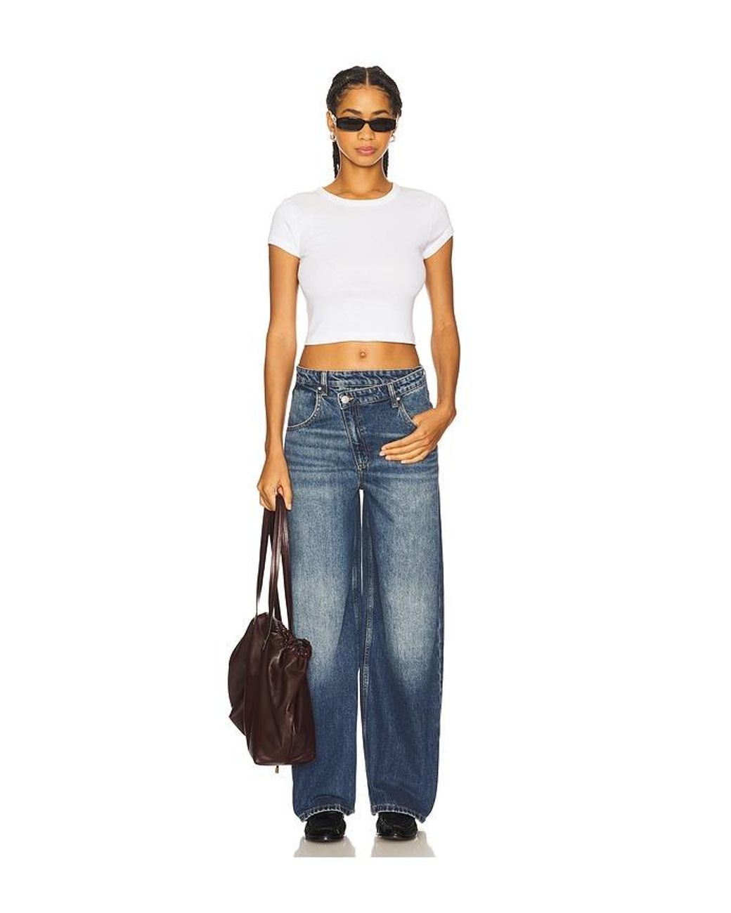 seventy + mochi Blue Cross Over Lia Wide Leg Jeans