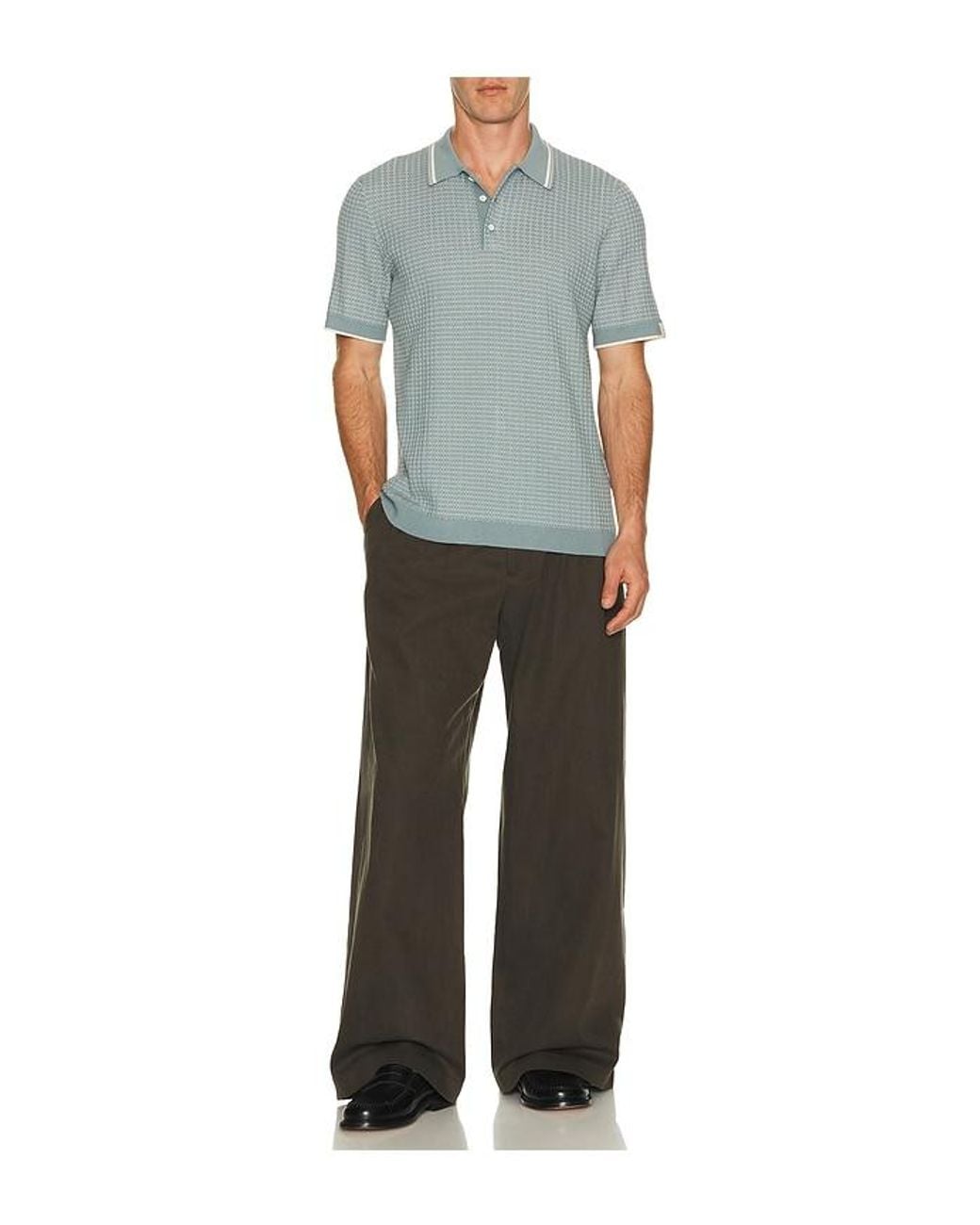 Rag & Bone Blue Harvey Rib Polo for men